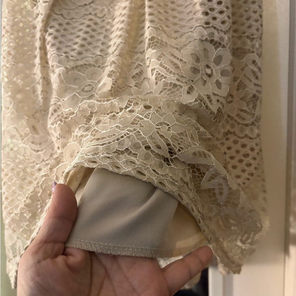 Metro Wear Cream Lace Midi Skirt - Picture 4 of 9